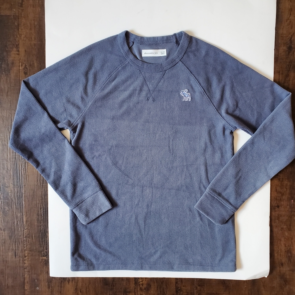 Abercrombie Kids Blue Waffle Style Cozy Crewneck Boys Long Sleeves Size 11/12